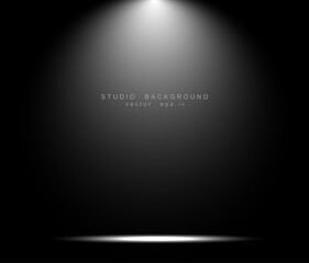 Empty black gradient studio room background. backdrop light inte - obrazy, fototapety, plakaty
