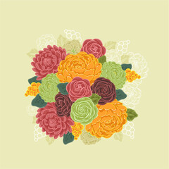 flowers vector vintage. Bouquet of roses.