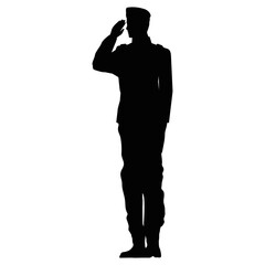 officer saludating character silhouette icon