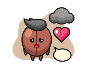 Coffee bean cartoon is broken heart