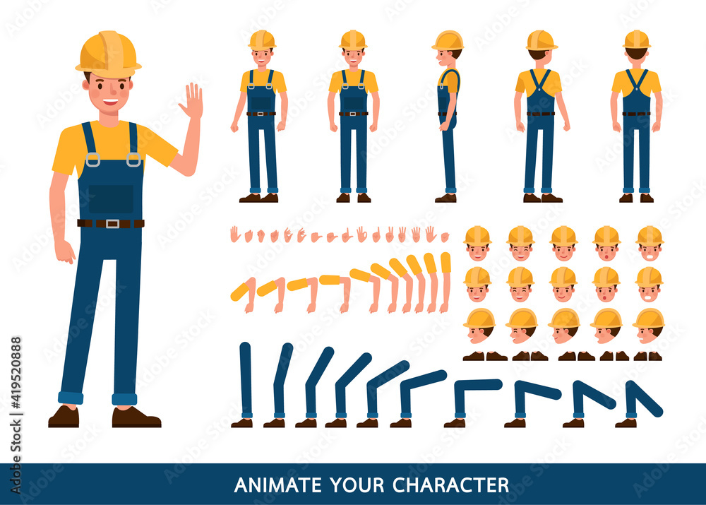 Poster builder people working character vector design. create your own pose.