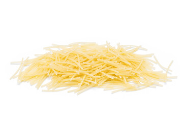 pasta vermicelli pile isolated on white background. dry vermicelli cut out
