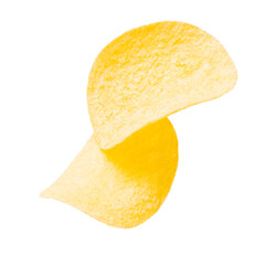 yellow potato chip isolated on white background. chip slice cut out