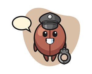 Coffee bean cartoon as a police