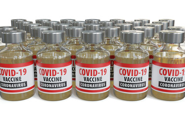 Covid-19 coronavirus vaccine isolated on white background, 3d rendering.