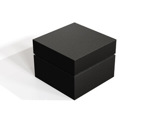 Black leather square boxes isolated on white background, 3d rendering.