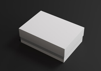 Empty white box on black background, 3d illustration.