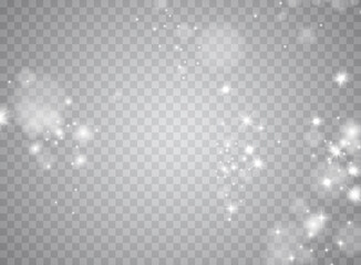 Glowing light effect with many glitter particles isolated on transparent background. Vector starry cloud with dust. Magic christmas decoration