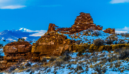 Fototapeta na wymiar Wupatki National Park near Flagstaff Arizona, Lomaki/Box Canyon Indian ruins