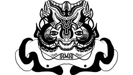Demon Vector Illustration Ethnic Tribal Symmetrycal