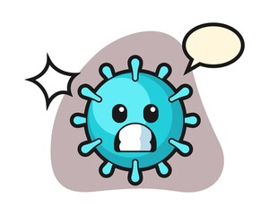 Virus cartoon with shocked gesture