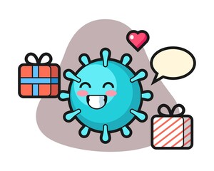 Virus cartoon giving the gift
