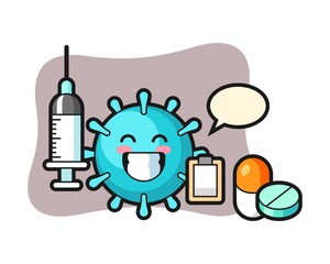 Virus cartoon as a doctor