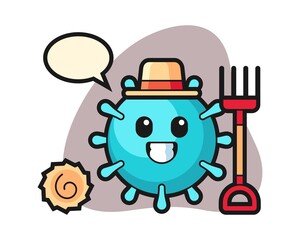 Virus cartoon as a farmer