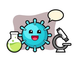 Virus cartoon as a scientist
