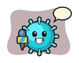 Virus cartoon as a news reporter