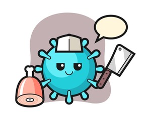 Virus cartoon as a butcher