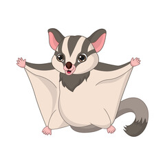 Obraz premium Cartoon sugar glider on white background