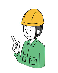 指差し確認する作業員男性