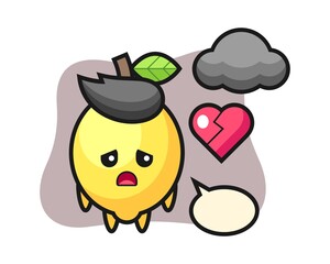 Lemon cartoon illustration is broken heart