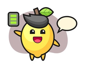 Lemon mascot character with energetic gesture