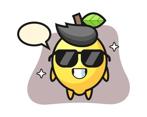 Cartoon mascot of lemon with cool gesture
