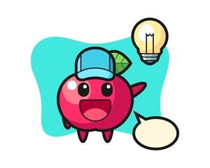 Apple character cartoon getting the idea