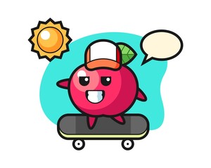 Apple character illustration ride a skateboard