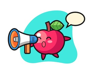 Fototapeta premium Apple character illustration holding a megaphone