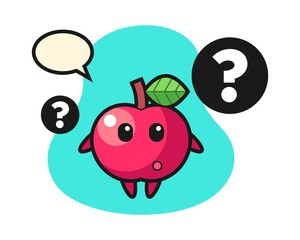 Cartoon illustration of apple with the question mark