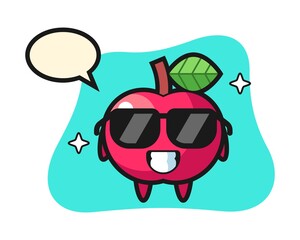 Cartoon illustration of apple with cool gesture