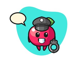 Cartoon illustration of apple as a police