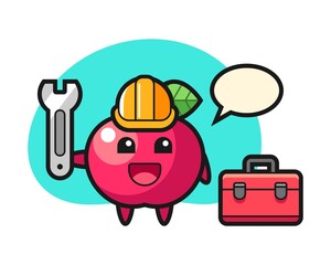 Mascot cartoon of apple as a mechanic