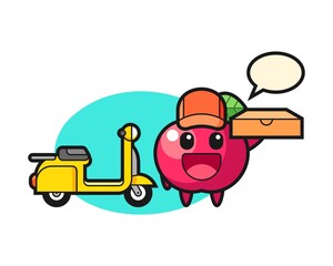 Character illustration of apple as a pizza deliveryman