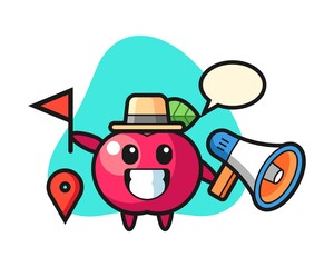 Character cartoon of apple as a tour guide