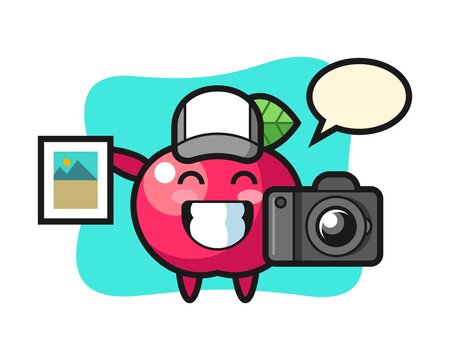 Character illustration of apple as a photographer