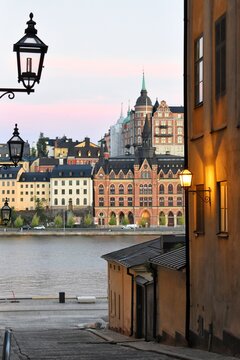 Mariahissen is a building in the neighborhood of Lappskon Greater and a now-lifted elevator at S&ouml;der M&auml;larstrand 21 in S&ouml;dermalm, Stockholm, SWEDEN. View from Riddarholmen Church.
