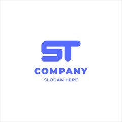 Simple and Minimalist Bold Line Letter ST Logo