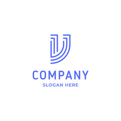 Simple and Minimalist Line Art Letter V Logo