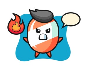 Candy character cartoon with angry gesture