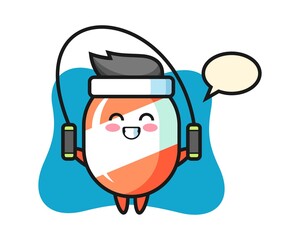 Candy character cartoon with skipping rope