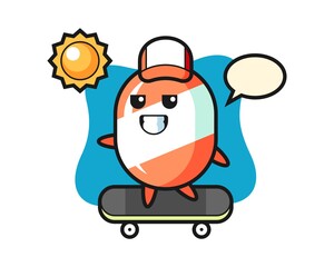 Candy character cartoon ride a skateboard
