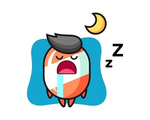 Candy character cartoon sleeping at night