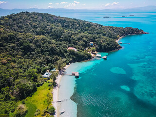Fototapeta na wymiar Amazing drone view of the beach and water with beautiful colors