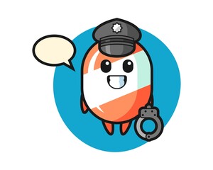 Cartoon mascot of candy as a police