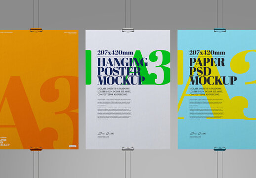 18 Crumbled A3 Poster With Clip Mockup Easy Edited