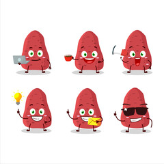 Obraz premium Sweet potatoe cartoon character with various types of business emoticons