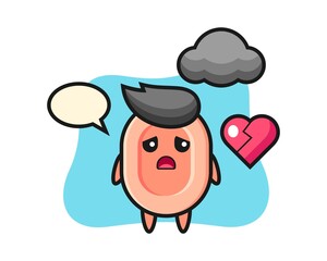 Soap cartoon illustration is broken heart