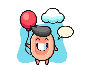 Soap mascot illustration is playing balloon