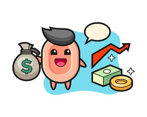 Soap illustration cartoon holding money sack